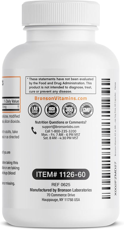 Bronson Vitamina K2 como MK-7 Menaquinona – Pureza: Verifique que sea no-GMO, libre de gluten y soja. Este – Image 7