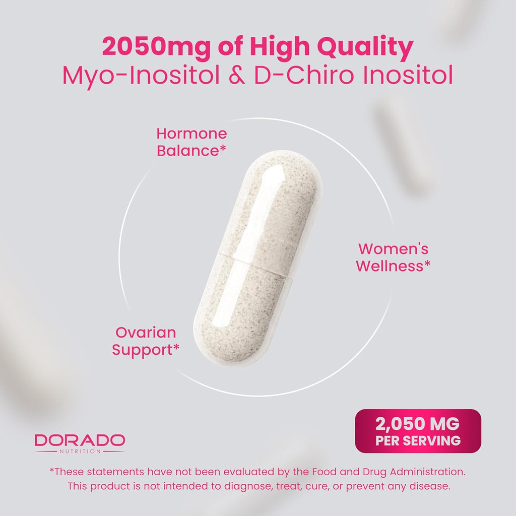 Myo-Inositol & D-Chiro Inositol 40:1 para Mujer - 120 Cápsulas, 2050 mg por Dosis