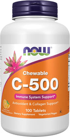 NOW Foods Vitamina C-500, 100 Comprimidos Masticables Sabor Naranja