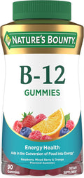 Nature's Bounty Gomitas de Vitamina B12, 500 mcg, 90 Gomitas, Sabor a Bayas Mixtas