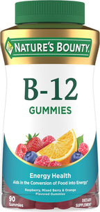 Nature's Bounty Gomitas de Vitamina B12, 500 mcg, 90 Gomitas, Sabor a Bayas Mixtas