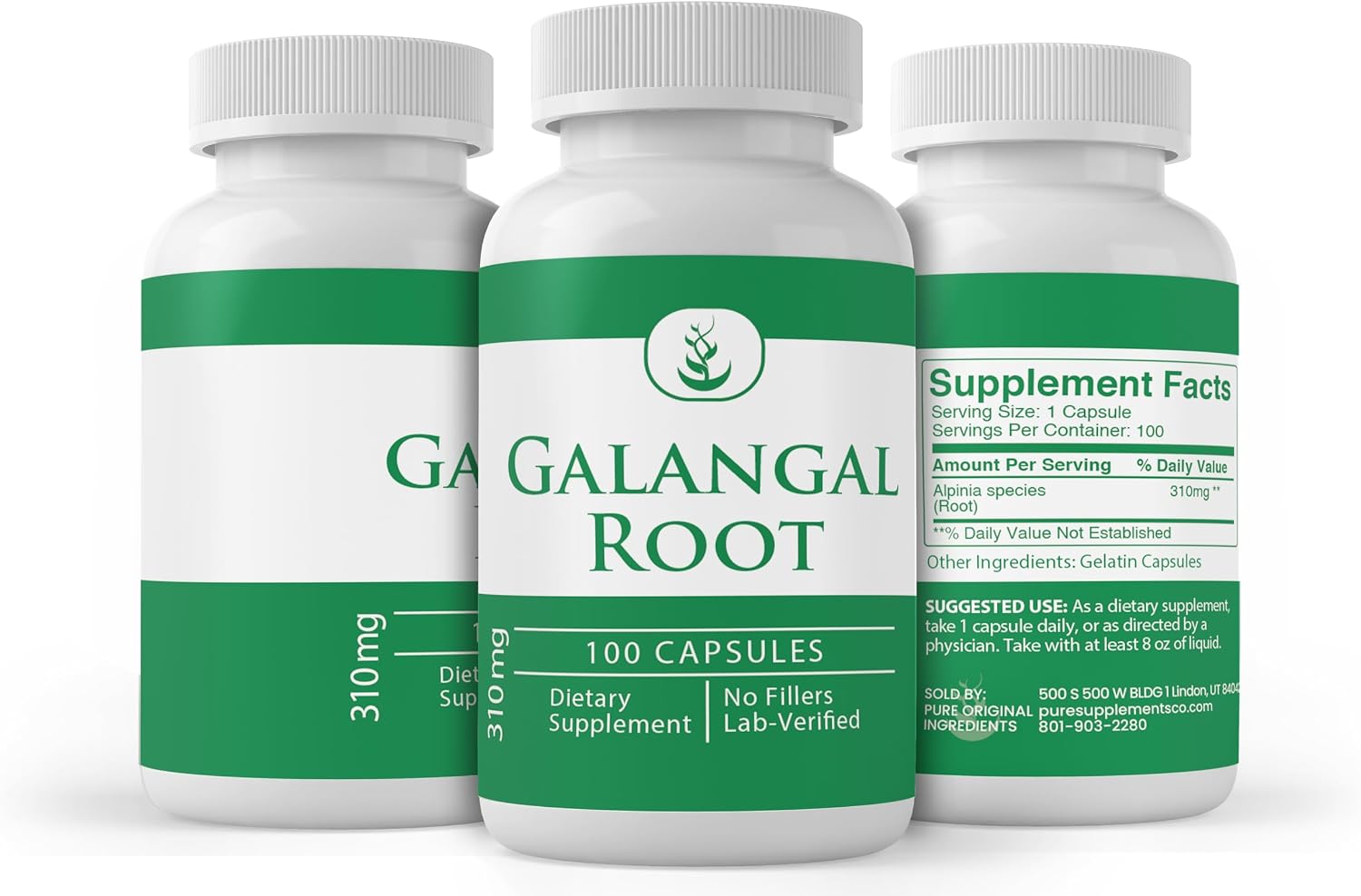 PURE ORIGINAL INGREDIENTS Raíz de Galanga (100 Cápsulas)