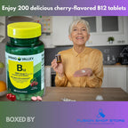 Vitamina B12 500 mcg - Sublingual Sabor Cereza 200 Comprimidos (Pack de 2)