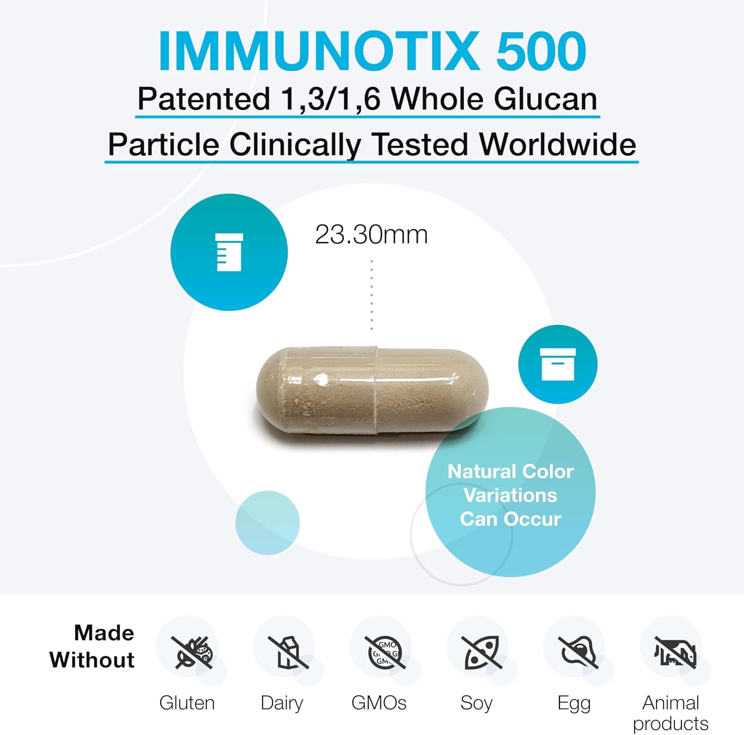 XYMOGEN ImmunotiX 500 - 500 mg Wellmune Beta-Glucan for Daily Immune Support - 60 Vegetarian Capsules