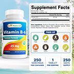 Best Naturals Vitamina B-6 25 mg, 250 Comprimidos