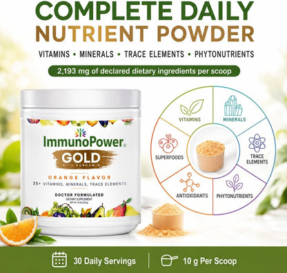 ImmunoPower Gold - Cúrcuma de Alta Absorción con BioPerine y 35+ Nutrientes - Sabor Naranja – Image 2