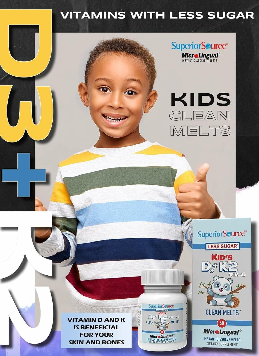 Superior Source Kid's D3 & K2 (MK-4) - 60 MicroLingual Comprimidos Sublinguales