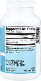 Vitacost Niacinamida, 500 mg, 200 Cápsulas