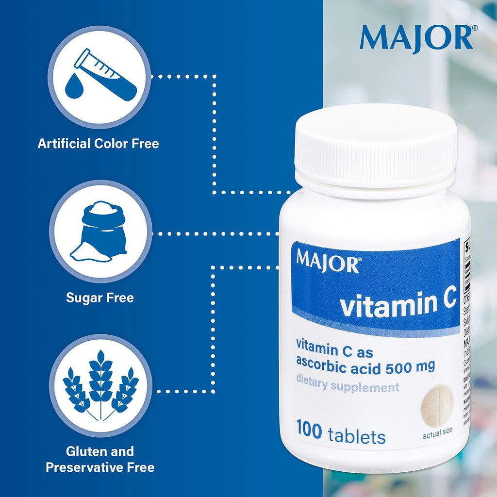 MAJOR Vitamina C-500 mg Ácido Ascórbico - 100 Comprimidos