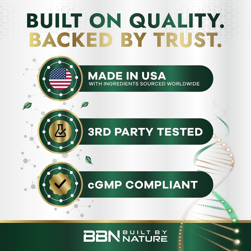 Built by Nature Suplemento de Calostro Bovino, 120 Cápsulas - 1000 mg de Polvo de Calostro de Pasto, 20% IgG
