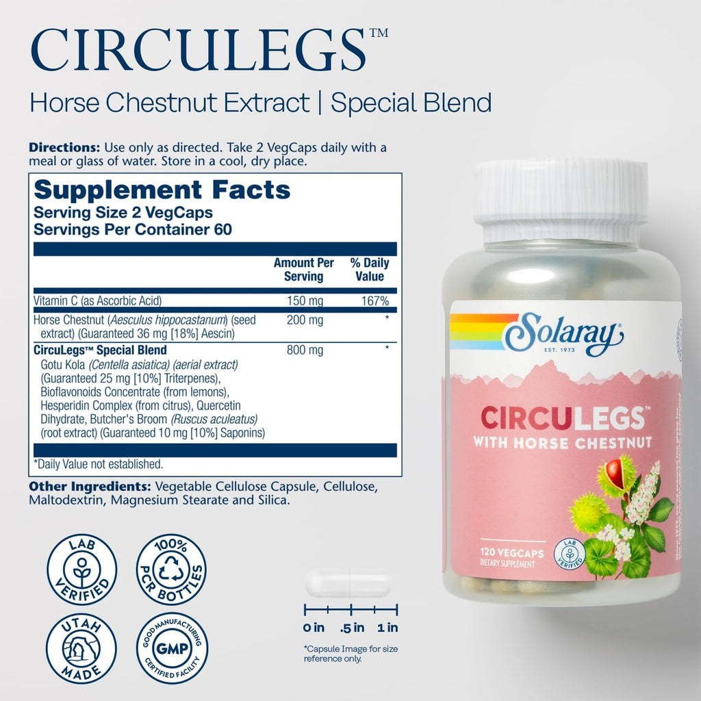 SOLARAY CircuLegs - Herbal Supplement with Horse Chestnut Extract and Vitamin C