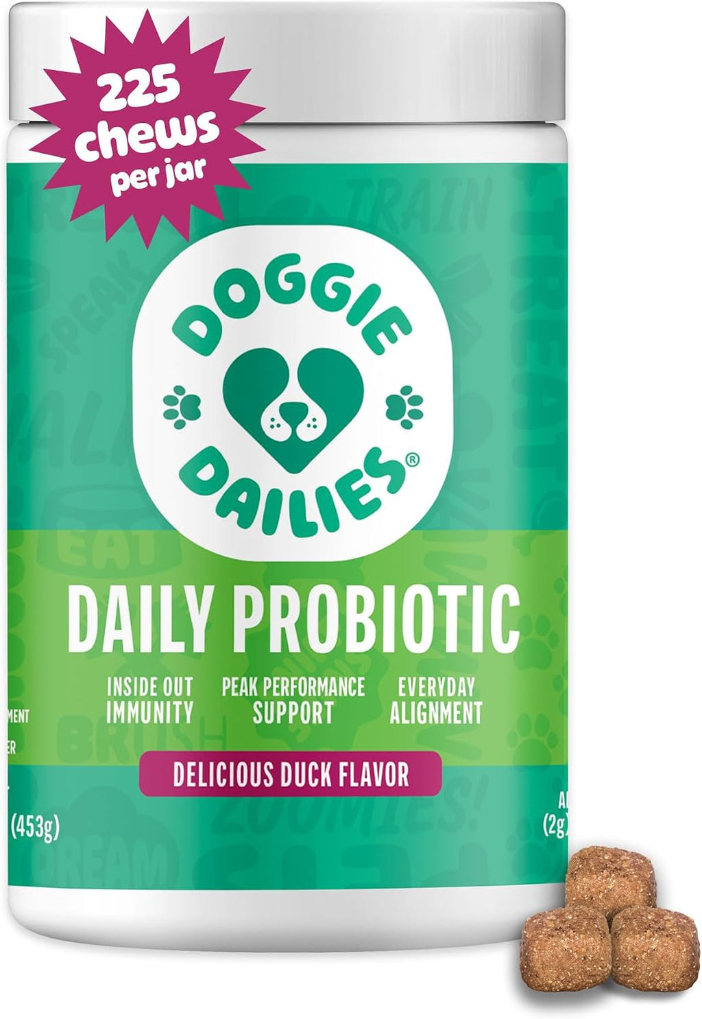 Doggie Dailies Probióticos para Perros - Masticables de Pato (225 unidades)