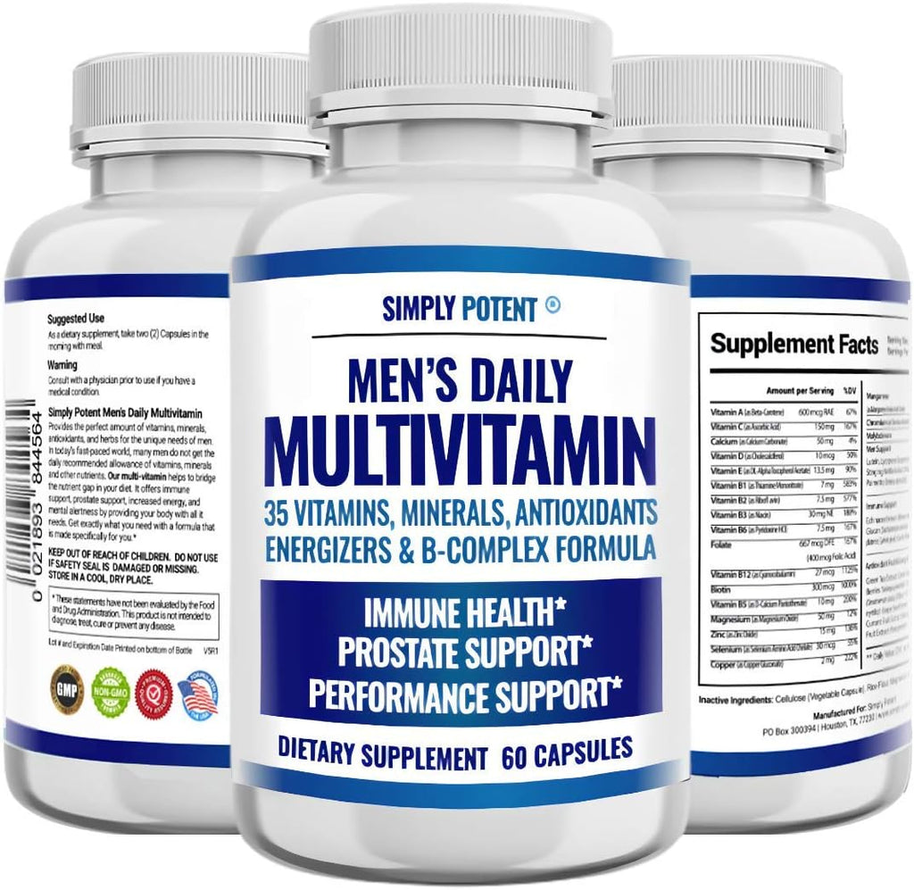 Simply Potent Multivitamínico Diario para Hombres | 35 Vitaminas, Minerales y Antioxidantes | 60 Comprimidos