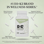 NutraBio Vitamina D3 K2 5000 UI D3 con 180 mcg K2 MK-7