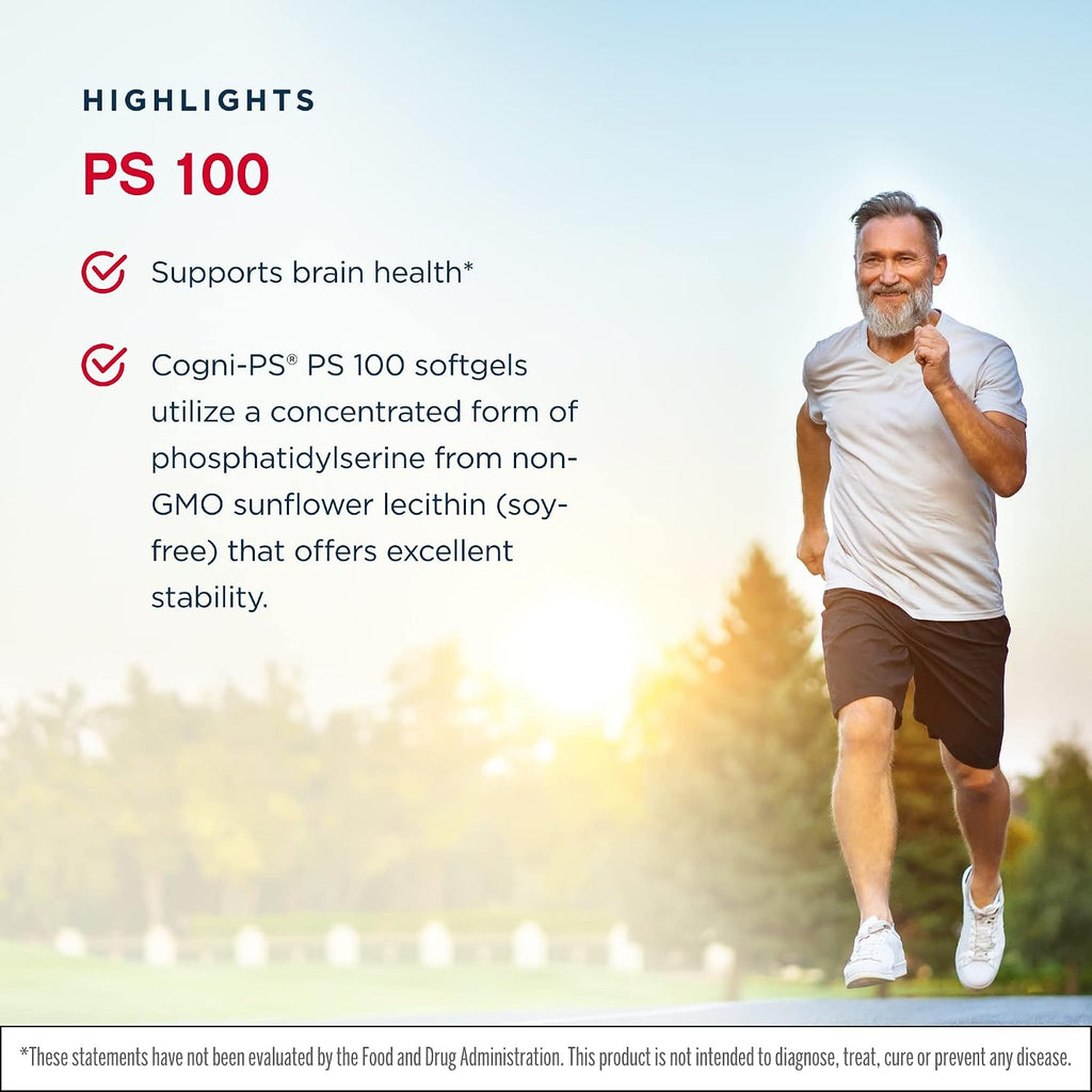 Jarrow Formulas PS 100 - 60 Cápsulas blandas, Paquete de 2 - 100 mg de Fosfatidilserina - Sin soja - 120 dosis