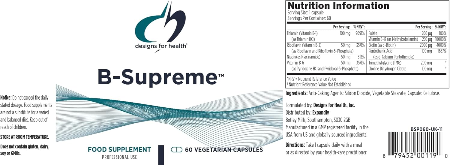 Vitamin B Supreme - Complejo B para el Metabolismo y la Energía - 60 Cápsulas Veganas