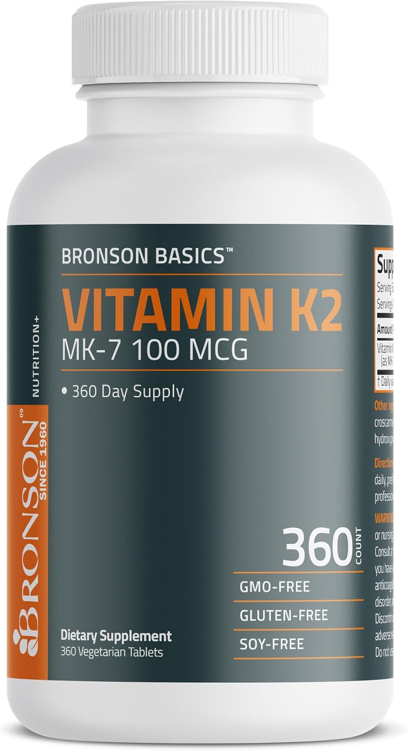 Bronson Vitamina K2 MK-7 100 mcg | 360 Comprimidos | Apoyo Óseo
