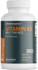 Bronson Vitamina K2 MK-7 100 mcg | 360 Comprimidos | Apoyo Óseo