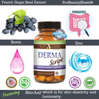 Script Essentials DermaScript Clear Skin Probiotic - Suplemento cutáneo con biotina y probióticos (60 cápsulas)