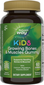 Nature's Way Gomitas para Huesos y Músculos en Crecimiento para Niños - Calcio, Magnesio, Vitamina D3 y K1 - 60 Gomitas Sabor Berry