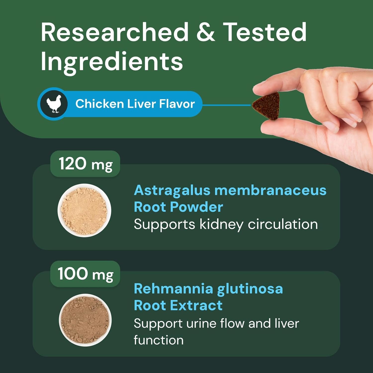 Vetriscience Veterinary Strength Kidney Health Chews – Apoyo renal equilibrado para mascotas – 60 masticables con sabor a hígado de pollo