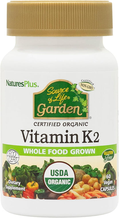 NaturesPlus Source of Life Garden Vitamina K2 - 60 Cápsulas, Pack de 2 – Image 1