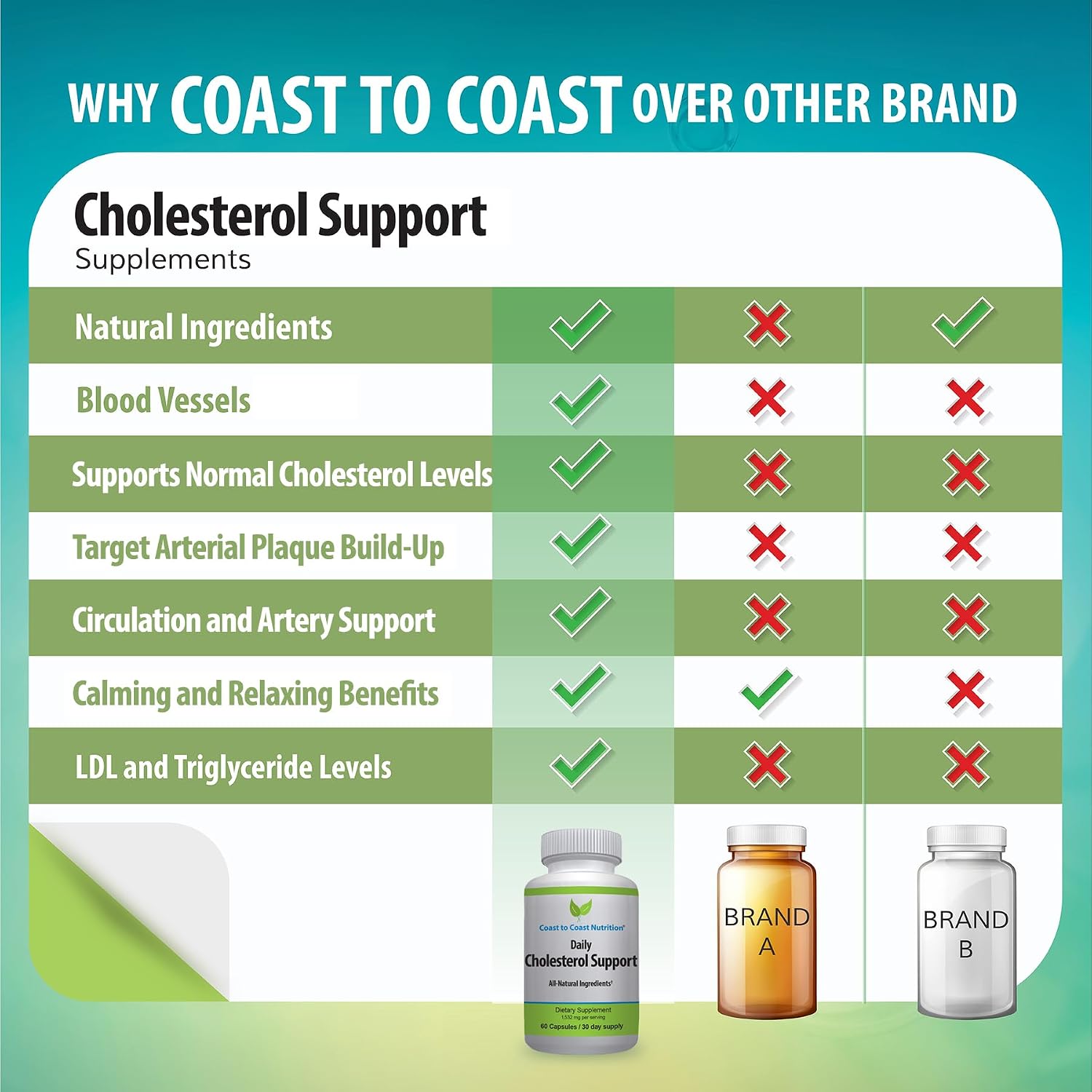 Cholesterol Support de Coast to Coast Nutrition – 60 Cápsulas