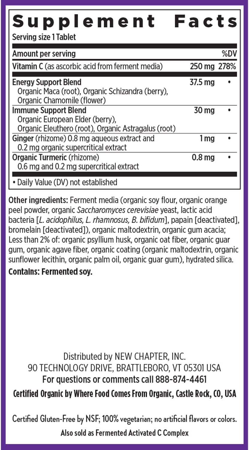 New Chapter Vitamina C Immune Defense con Saúco, 30 comprimidos