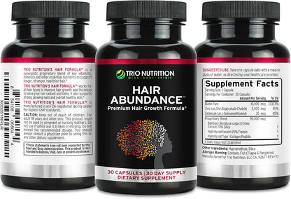 TRIO NUTRITION Hair Abundance | Suplemento – La biotina contribuye al metabolismo energético normal. – Image 6