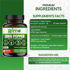 Long Pepper (Pimienta Larga) 60 Cápsulas Veganas – Suplemento Natural con Piperlongumina (500 mg)