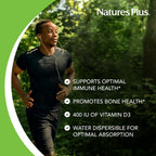 NaturesPlus Vitamina D3 400 UI - 90 Comprimidos Dispersables - Apoyo Óseo e Inmunitario