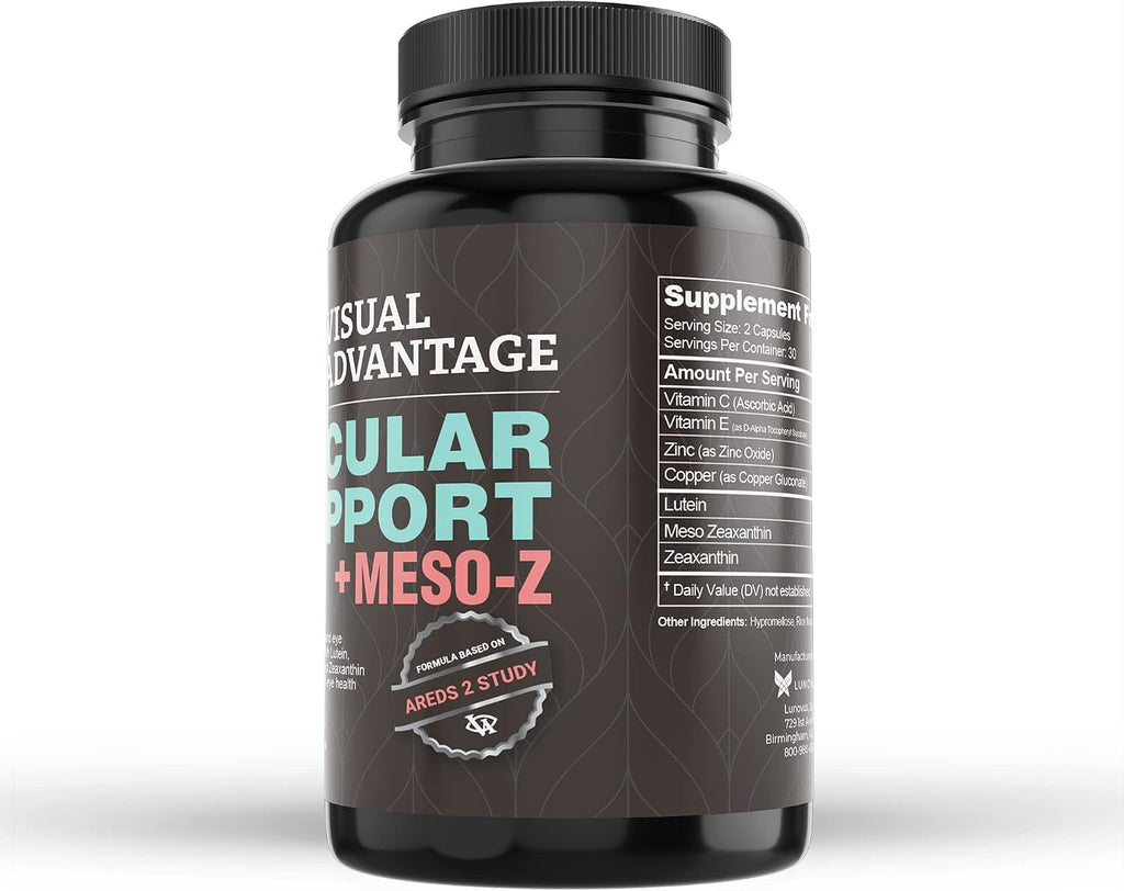 Visual Advantage® Macular Support + Meso-Z – Complemento Ocular con Antioxidantes Triples para Protección Avanzada Frente a Pantallas Digitales (60 Comprimidos)