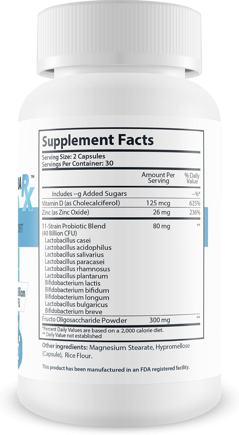 Pro Zinagra RX - Probiótico Masculino con Vitamina D y Zinc (40 mil millones de UFC)