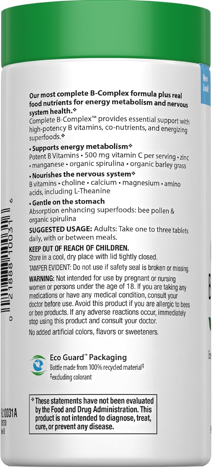 Rainbow Light - Complete B Complex, 90 Tablets, Food-Based, Energy