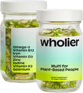 wholier Multi for Plant Based People - Multivitamínico vegano con Omega 3, B12, D3, Hierro, 60 cápsulas
