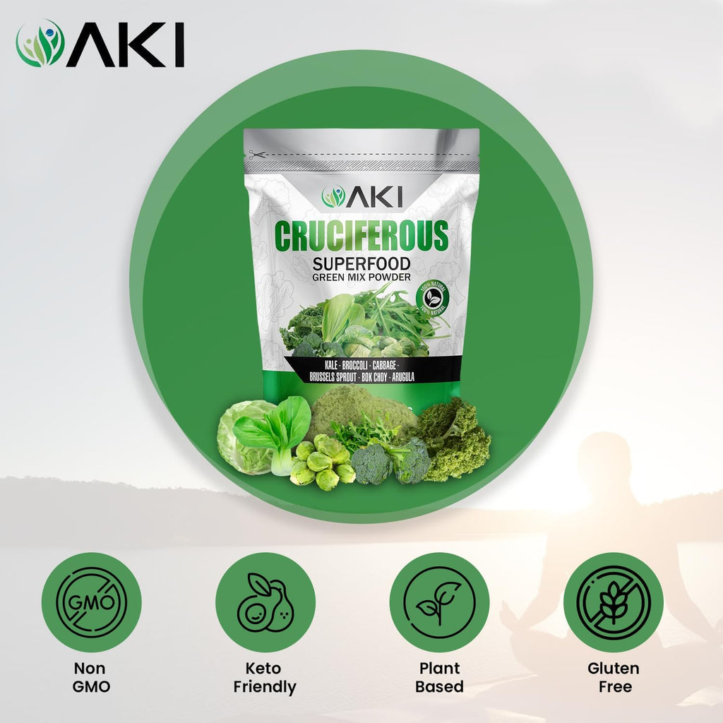 AKI Cruciferous Superfood Green Mix Powder - Mezcla de Verduras Crucíferas (454g)