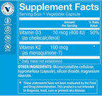 The Vitamin Shoppe Vitamina K2 MK-7 100 mcg - 60 Cápsulas Veganas
