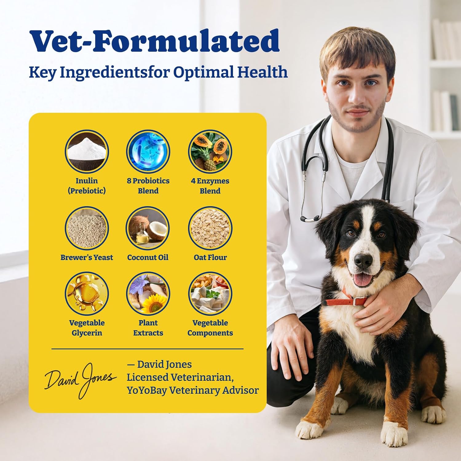 YoYoBay Probióticos para Perros - 180 Chews Blandos Sabor Salmón y Arándano - 6 Mil Millones de UFC con Prebióticos y Enzimas Digestivas