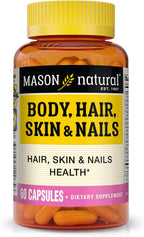MASON NATURAL Suplemento Premium para Cabello, Piel y Uñas con Biotina y Vitaminas A, C, E y Complejo B, 60 Cápsulas