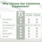 Bovine Colostrum Supplement Powder 50% IgG Premium Bovine Colostrum for Gut Health Support, Immune Support, Muscle Recovery & Overall Wellness, Grass Fed, Non-GMO, Unflavored, 60 Servings