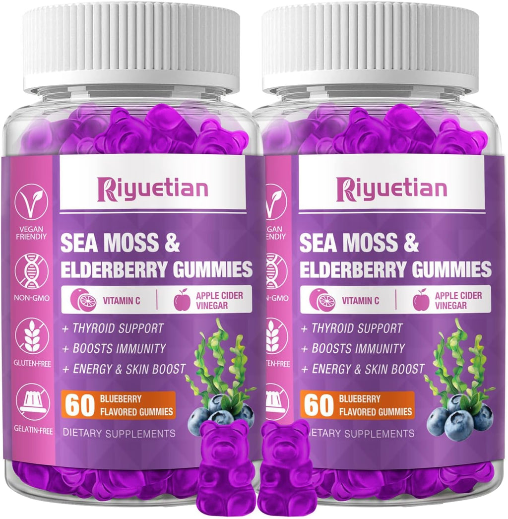 Riyuetian Gominolas Sea Moss y Elderberry con Vitamina C y Zinc, 120 Unidades (Pack de 2)