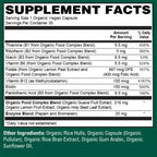 PlantFusion Organic Vitamin B-Complex, Complejo B Orgánico Vegano con B12 Metilada - 30 Cápsulas