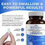 L-Metilfolato 5 mg | 120 Cápsulas | Folato Activo 5-MTHF | Alta Potencia | Sin Gluten | Sin Rellenos | Diseñado por Médicos