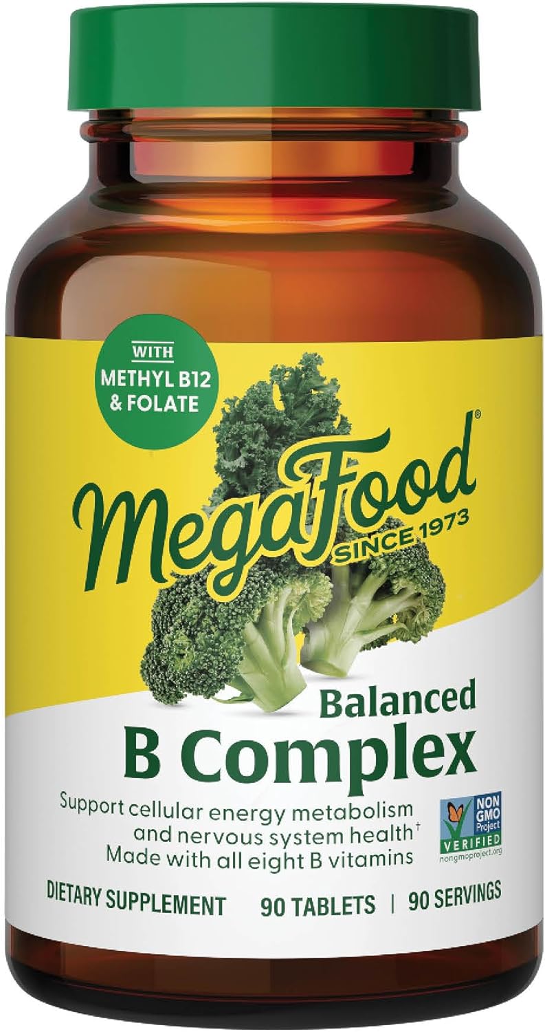 MegaFood Balanced B Complex - Complejo B con 8 Vitaminas B, 60 Comprimidos