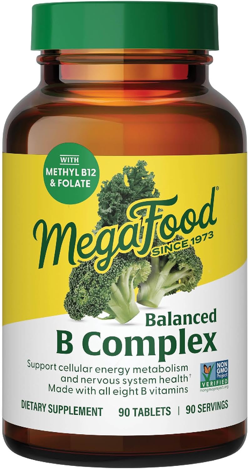 MegaFood Complejo B Equilibrado – Complejo B Completo con Metilfolato y Metilcobalamina, 90 Comprimidos