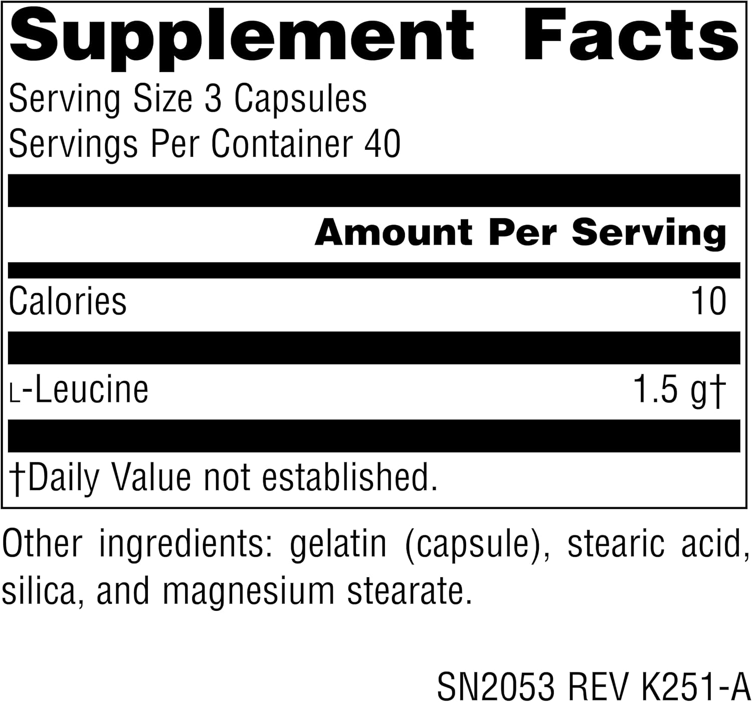 Source Naturals L-Leucine, Essential Amino Acid 500 mg - 120 Capsules