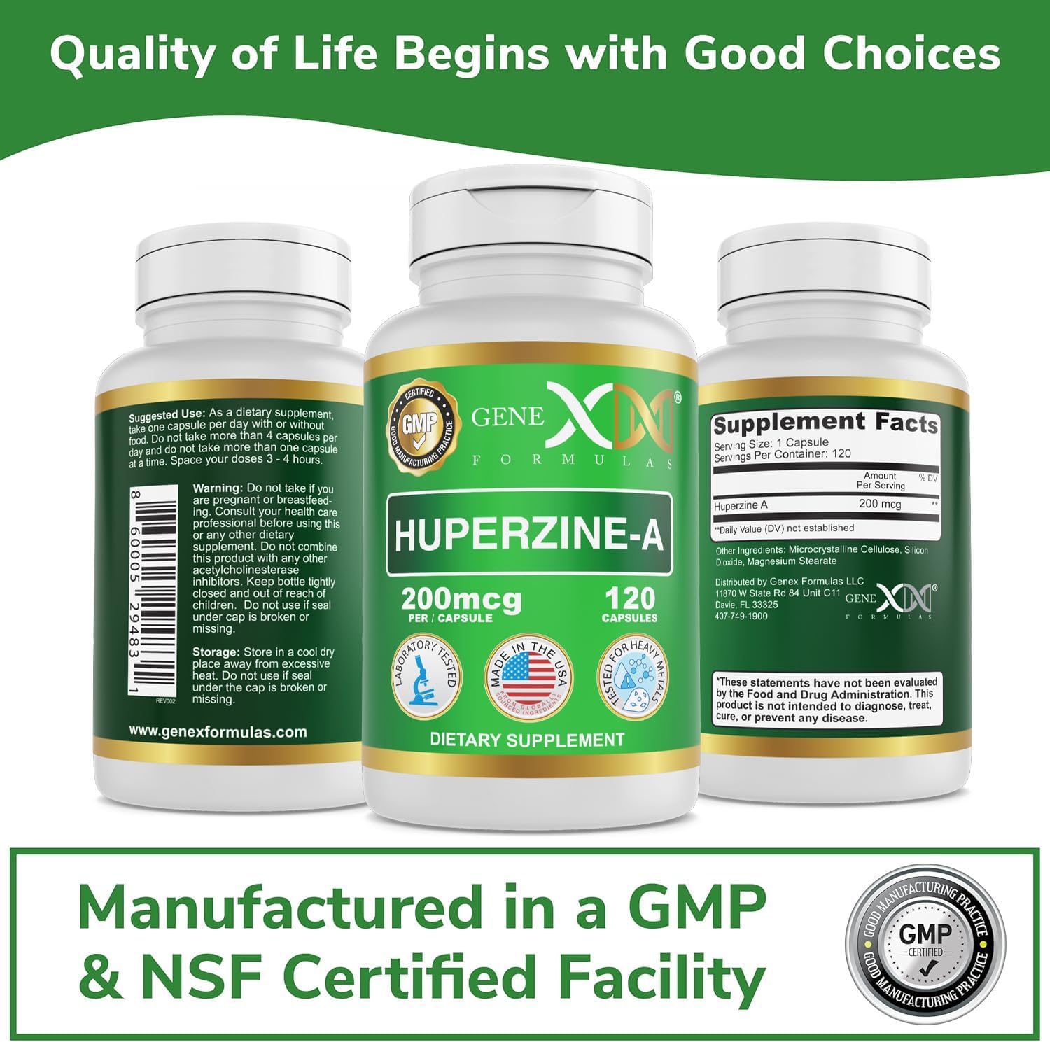 Genex Formulas Huperzina A 200mcg - 120 Cápsulas | Nootrópico para Memoria y Enfoque