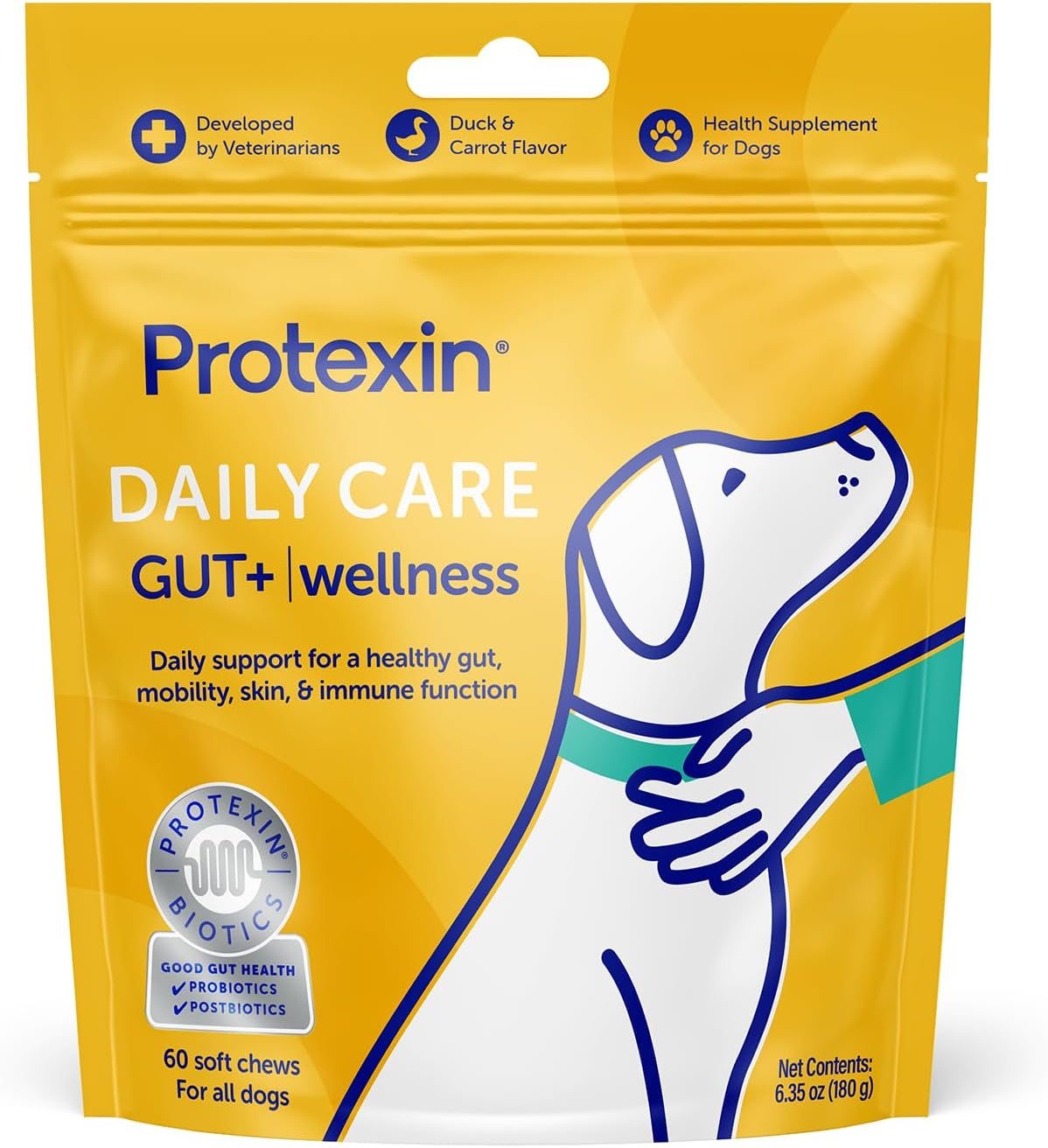 Protexin Daily Care Gut+ Wellness - 60 masticables sabor pato y zanahoria para perros
