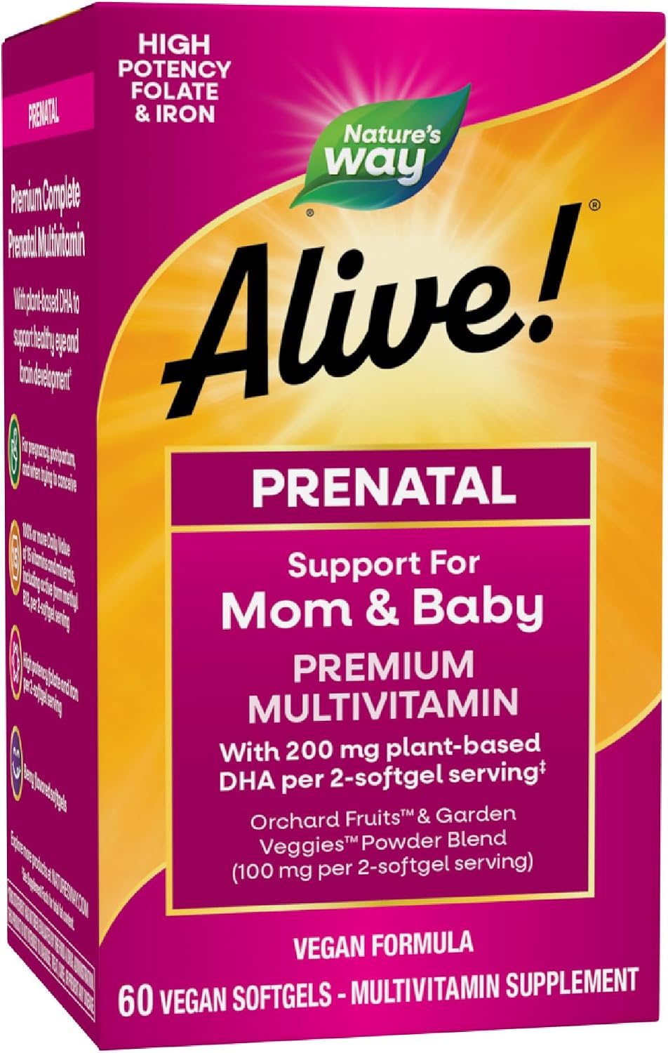 Nature's Way Alive! Complete Premium Vitaminas Prenatales, 60 Cápsulas Veganas