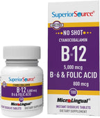 Superior Source No Shot Vitamina B12, B6 y Ácido Fólico – 100 Comprimidos Sublinguales